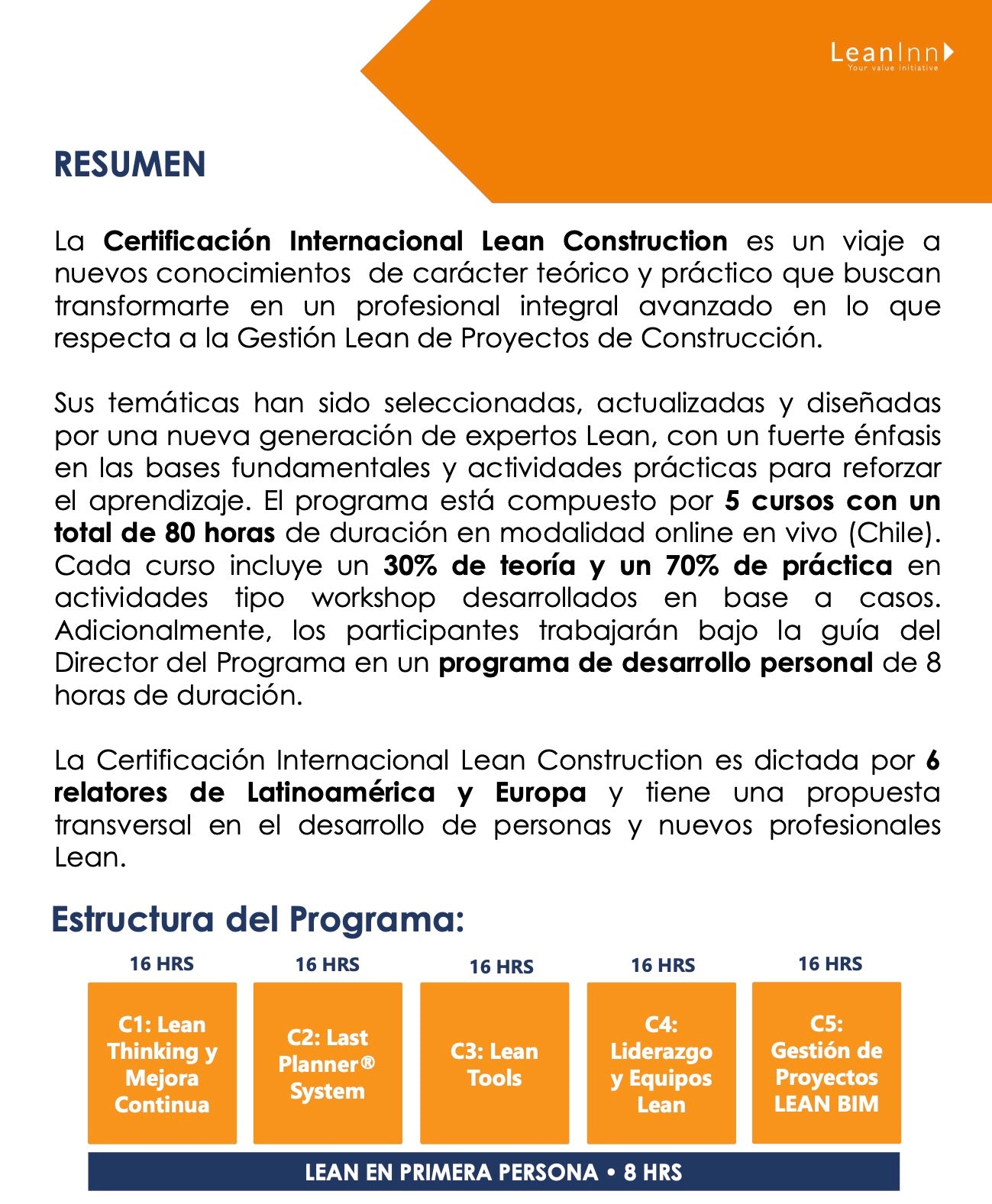 Certificación Internacional Lean Construction – LeanInn