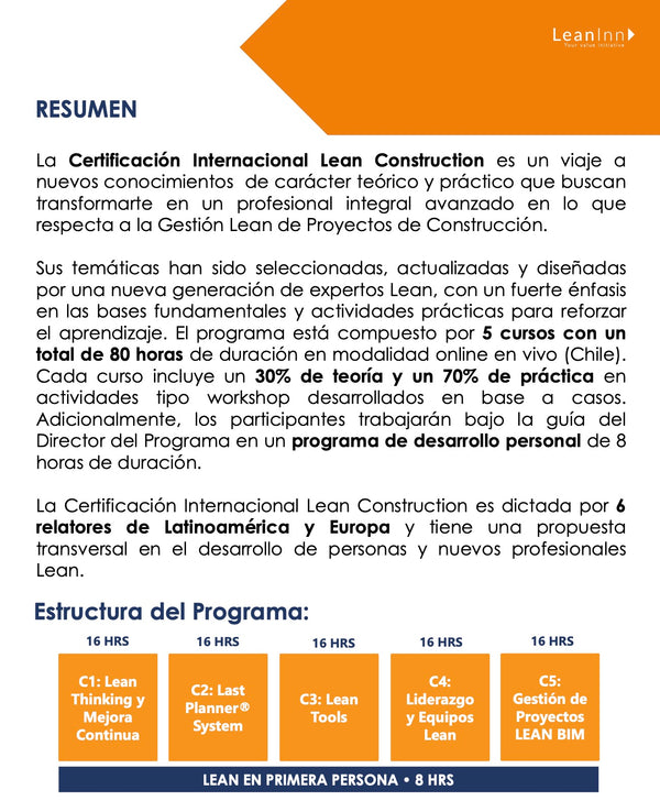 Certificación Internacional Lean Construction
