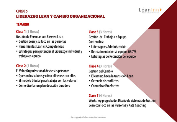 LCPQ5X - Curso Liderazgo Lean y Cambio Organizacional (Pregrabado)