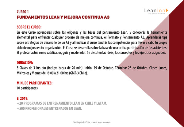 LCPQ1X - Curso Fundamentos Lean y Mejora Continua A3 (Pregrabado)